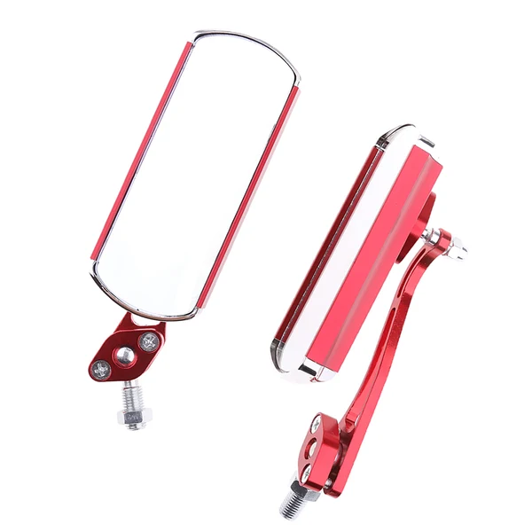 Fine Crafted Maxbell Pair Universal Motorcycle Rectangle Rear View Side Mirrors Chrome Red Solid
