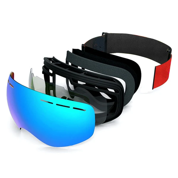 Versatile Maxbell Magnetic Ski Goggles Windproof Glasses for Adults Black Frame Red Lenses Durable