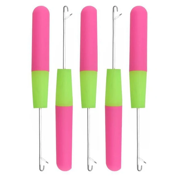 Convenient 5 Packs 6in Latch Hook Crochet Needle for Braids Hair Extension Weave Pink Efficient