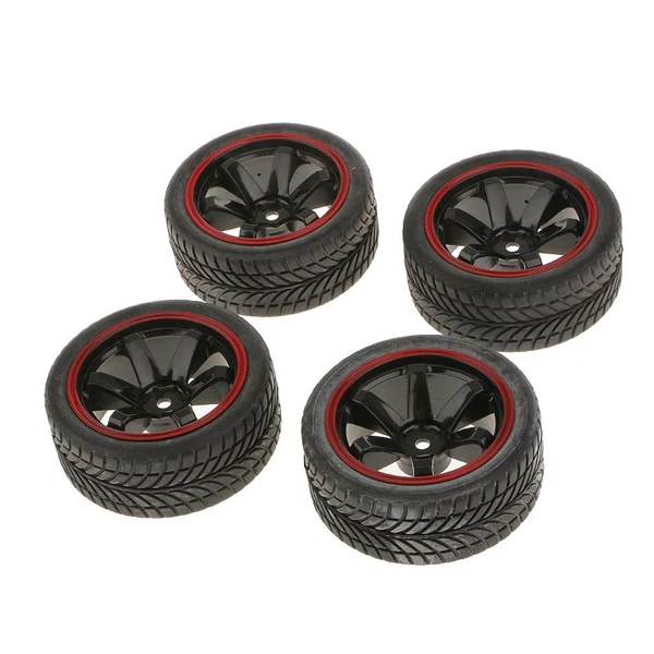 Comfortable Maxbell Pack of 4 1 10 RC Model On-Road Car Rubber Racing Tires Tyre Wheel Rim 701A-6085 Top-Quality