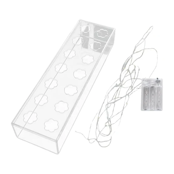 World-Class Maxbell Acrylic Flower Vase Rectangular Clear Vase Desktop Flower Boxes Water Holder 35x10x6.5cmLED Light Organic