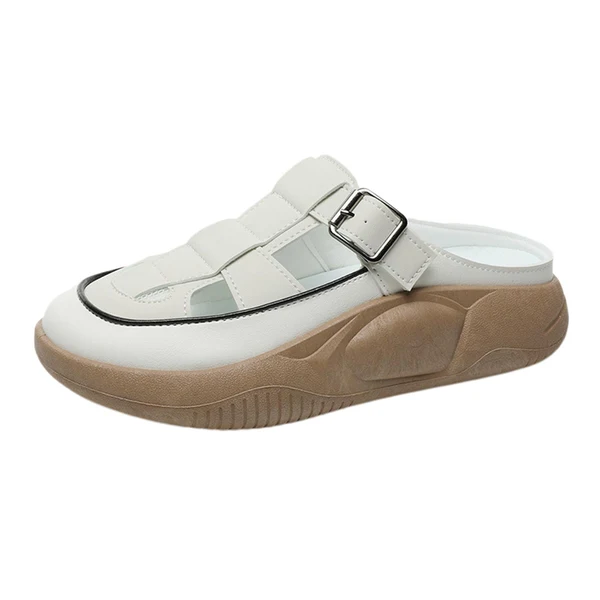 Practical Maxbell Women's Slide Sandals Comfortable Flat Shoes 5cm Thick Sole Nonslip Slippers Beige 39 Healthy