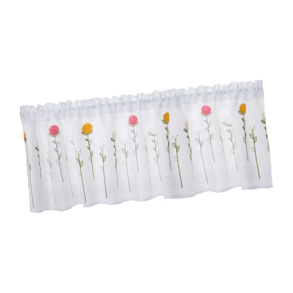 Elegant Maxbell Rod Pocket Short Curtain Drapes Short Curtains for Small Window Door Bedroom Flower 132cmx46cm Solid