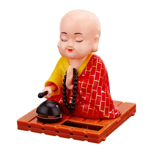 Long-Lasting Maxbell Little Monk Figurine Solar Powered Car Toy Bobble Head Toy Car Ornament L Red Minimalist