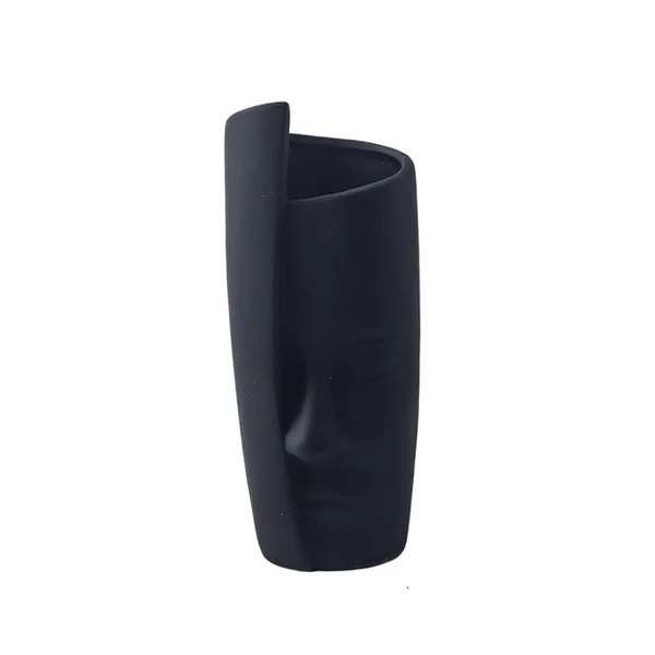Dependable Maxbell Ceramic Flower Vase Flower Pot Organizer Modern Living Room Homes Face Vase Black Breathable