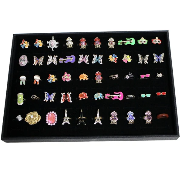 Solid Maxbell 100 Slots Grid Velvet Ring Earring Ear Pin Brooch Storage Display Box Tray Jewelry Organizer Holder Case Coverless Advanced
