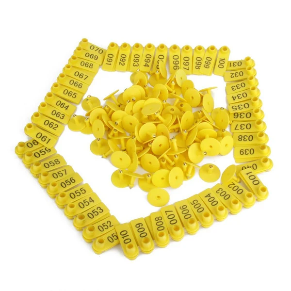 Durable Maxbell Livestock Animal Dog Sheep Ear Tag 001-100 Numbers Eartag 100 Sets Yellow Relaxed