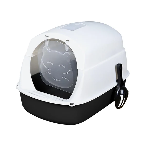 Contemporary Maxbell Cat Litter Box Easy to Clean with Scatter Shield Splash Proof with Door Black Top-Quality
