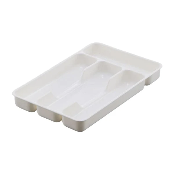 User-Friendly Maxbell Cutlery Tray Multipurpose with 4 Grids Fittings for Kitchen Drawer White Crafted