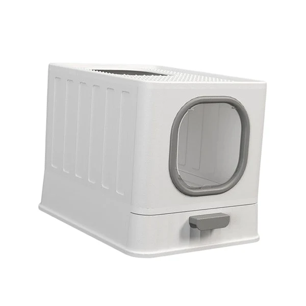 Clean Maxbell High Capacity Cat Litter Box Toilet Washroom Full Closed with Shovel Large Gray Recyclable