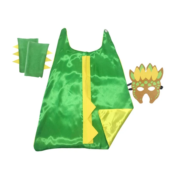Fine Crafted Maxbell Dinosaur Costume Cape Cosplay Stage Performances Carnival Prop for Kids green and yellow Fast