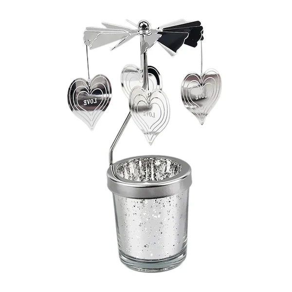 Premium Material Maxbell Spinning Tea Light Candle Holder Rotating Candlestick for Festive Wedding Heart Outstanding