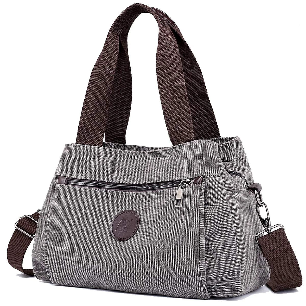 Expertly Made DOURR Hobo Handbags Canvas Crossbody Bags for Women Multi Compartment Tote Purse Medium Satchel Gray Consistent
