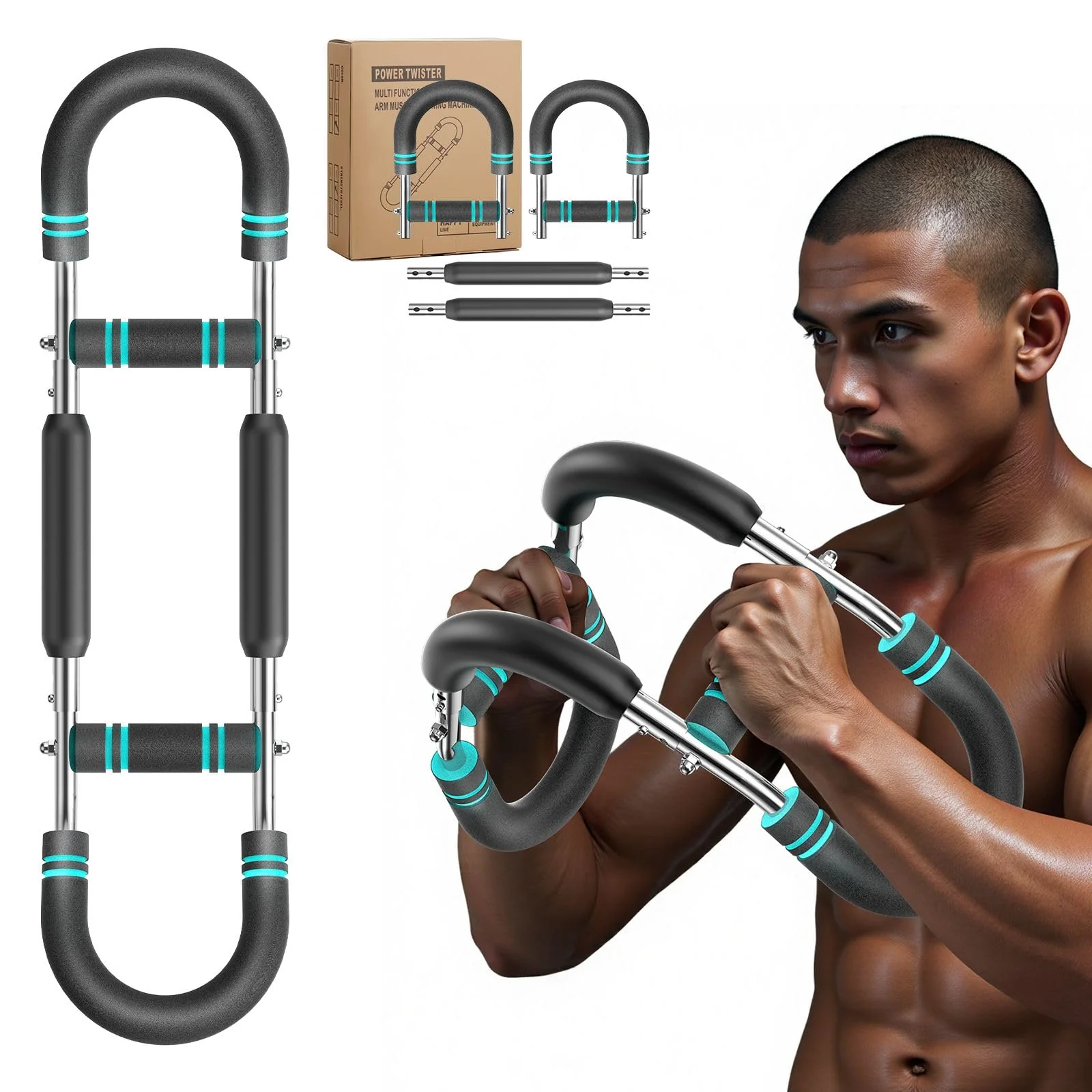 Reliable EINOJEOY Twister arm Trainer Adjustable Resistance Chest Workout Equipment Forearm Power Exercise bar pectoralis spinalis Device Portable… Lightweight