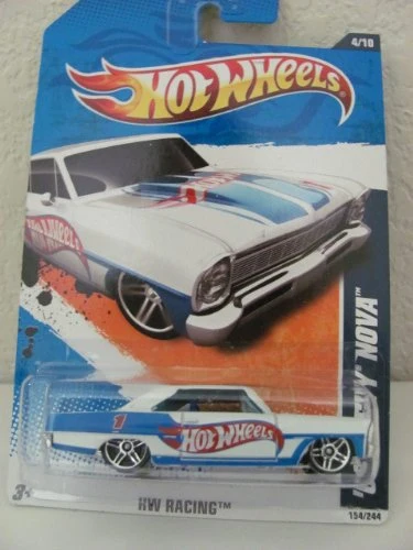 Carefully Designed Hot Wheels 2011 154 244 - HW Racing 4 10 - 66 Chevy Nova White Artisan