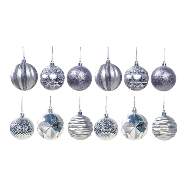 Sophisticated Maxbell 12Pcs Christmas Balls Xmas Tree Hanging Pendants DIY for Home Decorations Argent Effective