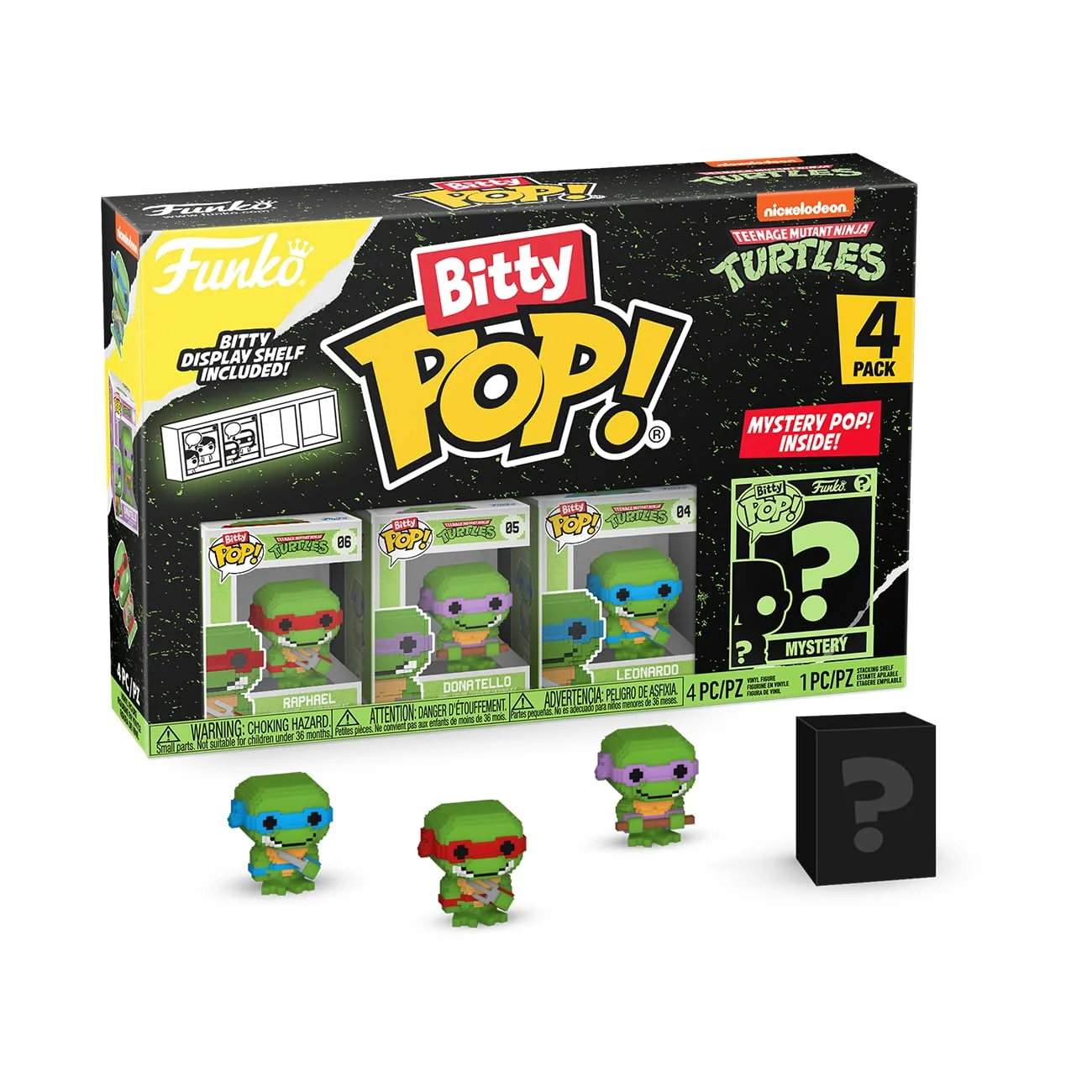 Premium Funko Bitty POP Teenage Mutant Ninja Turtles TMNT - Shredder 4-Pack - 8-Bit Raphael 8-Bit Donatello 8-Bit Leonardo and A Surprise Mystery Mini… Traditional