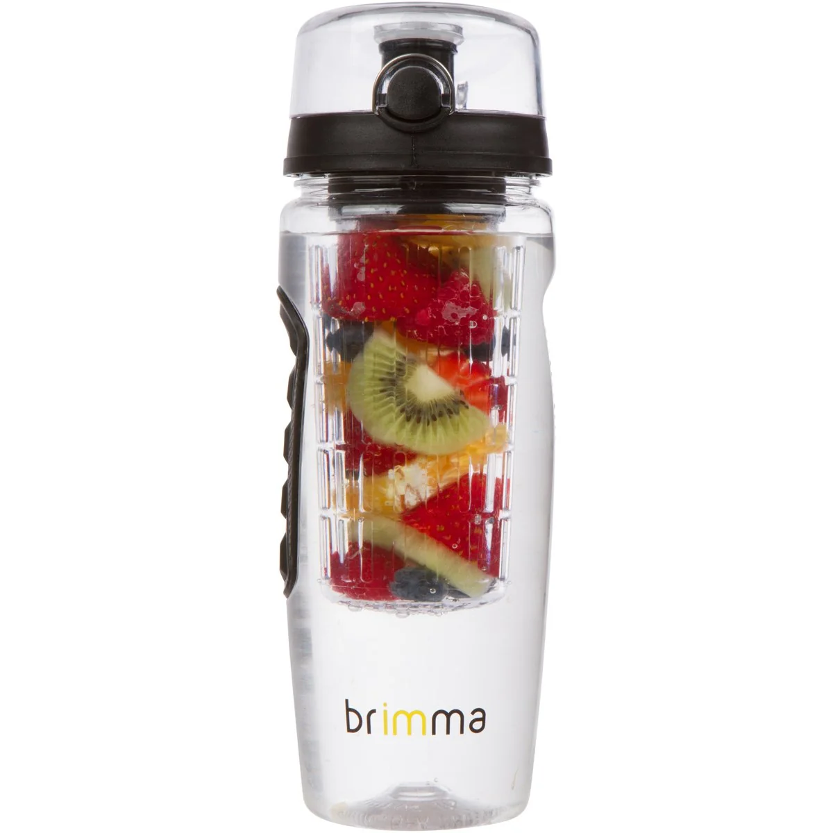 Secure Brimma Fruit Infuser Water Bottle - 32 oz Large Leakproof Plastic Fruit Infusion Water Bottle for Gym Camping and Travel Modern