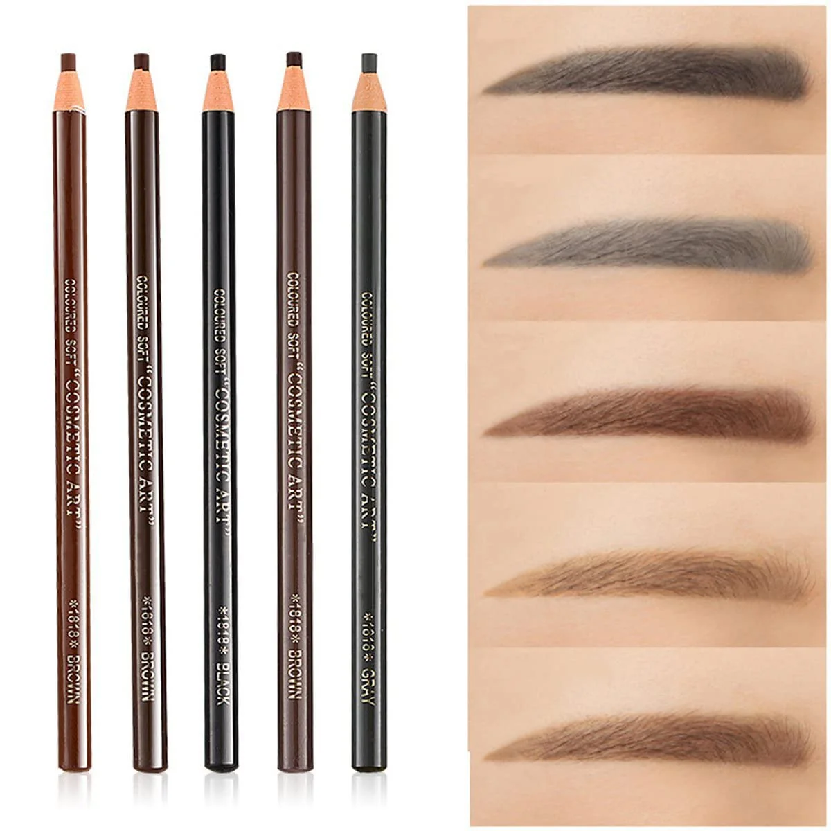 Selected 5pcs 5 Colors Peel-Off Eye Brow Pencil Set For Drawing Marking Eye Brow Pencil Pen Eyebrow Makeup Cosmetics Tool Crafted