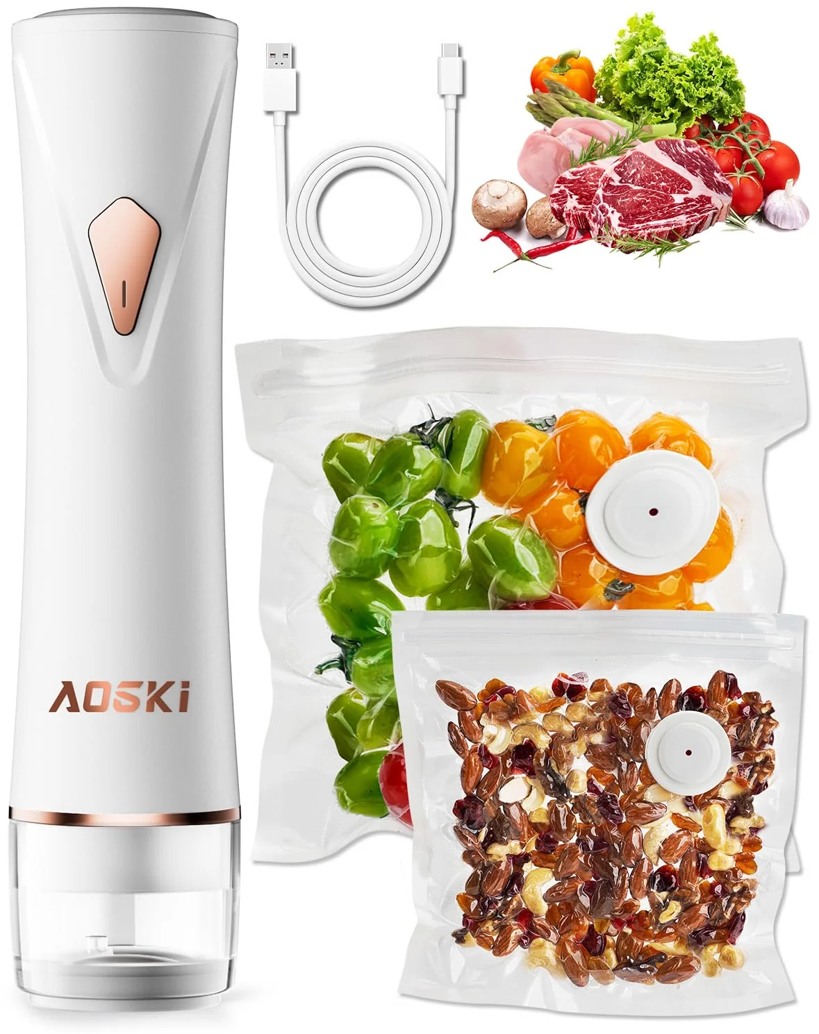 Natural Compact Vacuum Sealer for Food Sealer Handheld Portable Vacuum Sealer Machine for Food Storage Rechargeable Food Vacuum Sealing for Kitchen Travel… Functional
