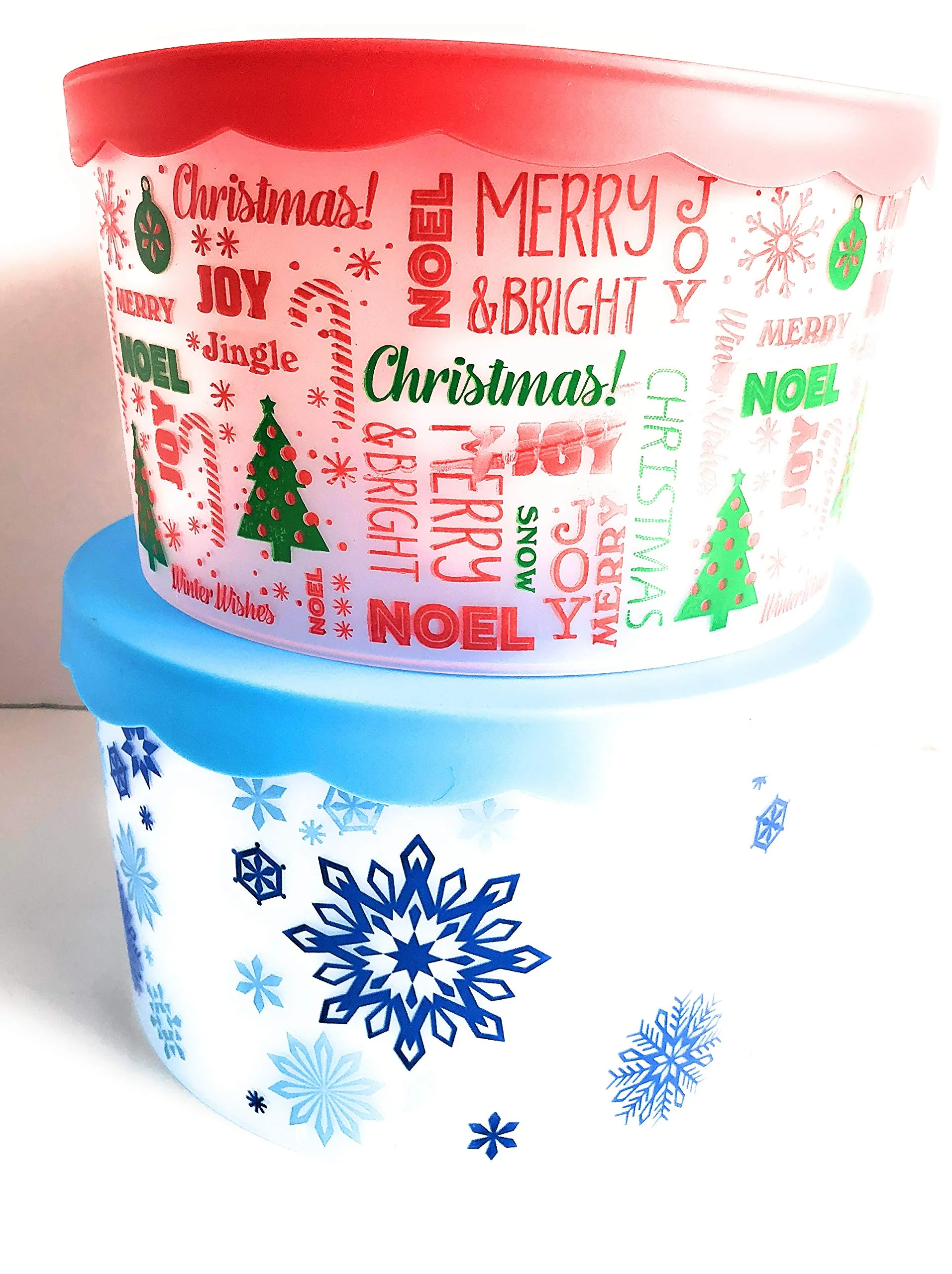 Official Greenbrier Holiday Christmas Cookie Storage Buckets with Lids 2 Buckets Lightweight