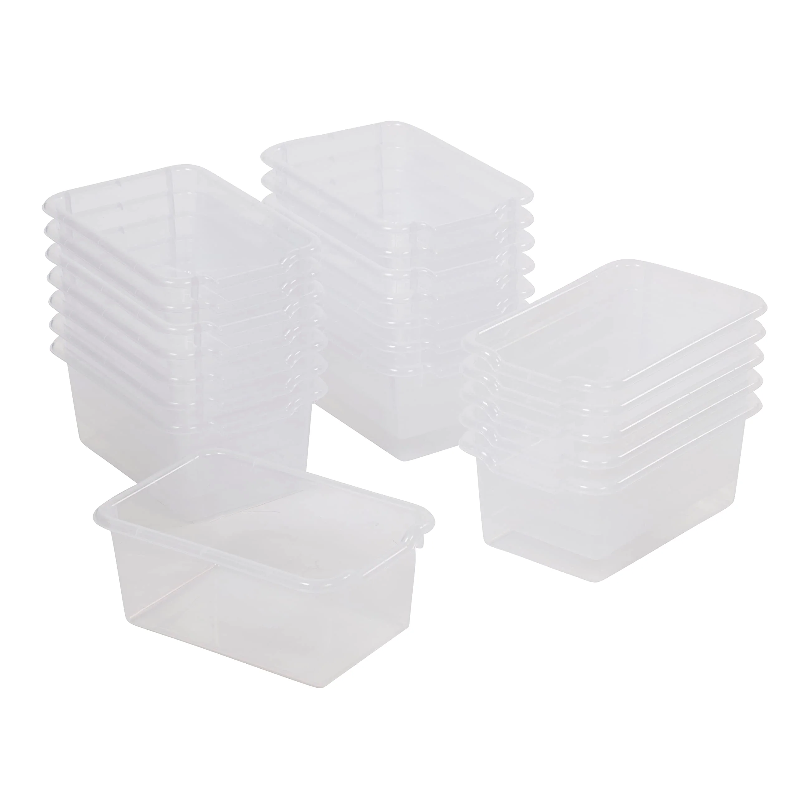High-Quality ECR4Kids Scoop Front Storage Bin Multipurpose Organization Clear 20-Piece Sustainable