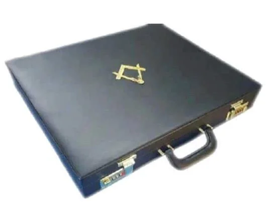 Excellent Masonic Regalia MM WM Mason Apron Hard Case Briefcase with Yellow Compass Leather MM WM Case Prestigious