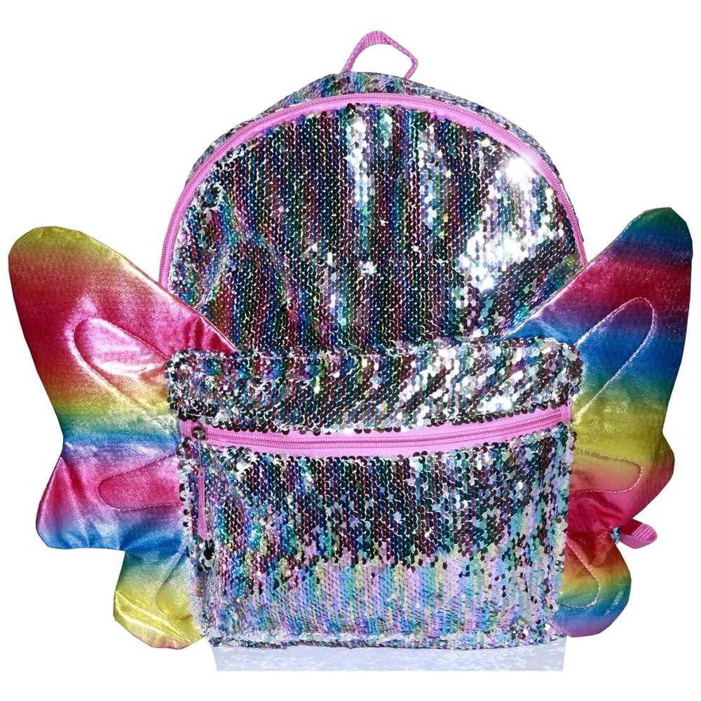 World-Class Rainbow Sequin Butterfly Wings Backpack Butterfly School Supplies Smooth