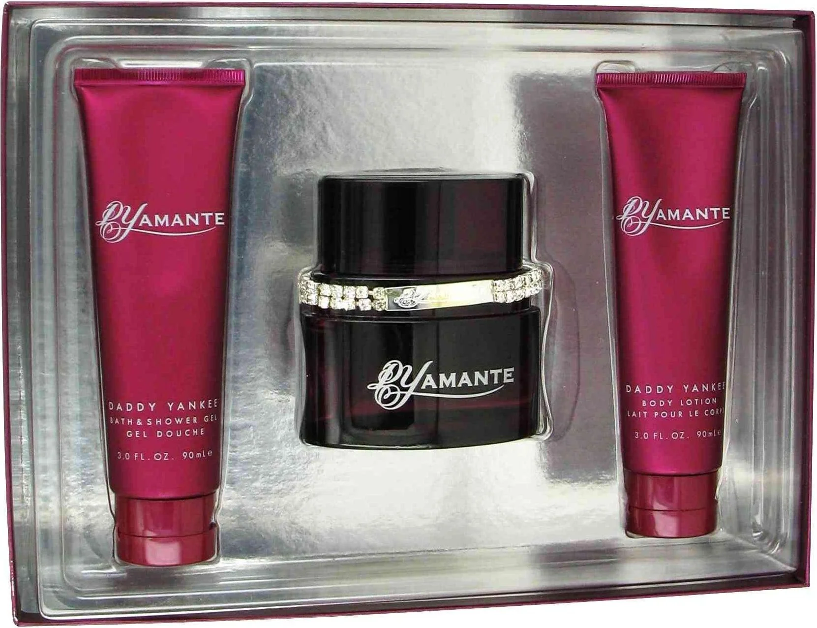 Smart Daddy Yankee Dyamante for Women Gift Set - 3.4 oz. EDP Spray 3.0 oz. Body Lotion 3.0 oz. Shower Gel Classic
