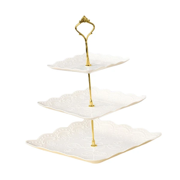 Secure Maxbell Storage Tray Dessert Tower 3 Layer Cupcake Dessert Candy Dish for Dresser gold 37cm Soft