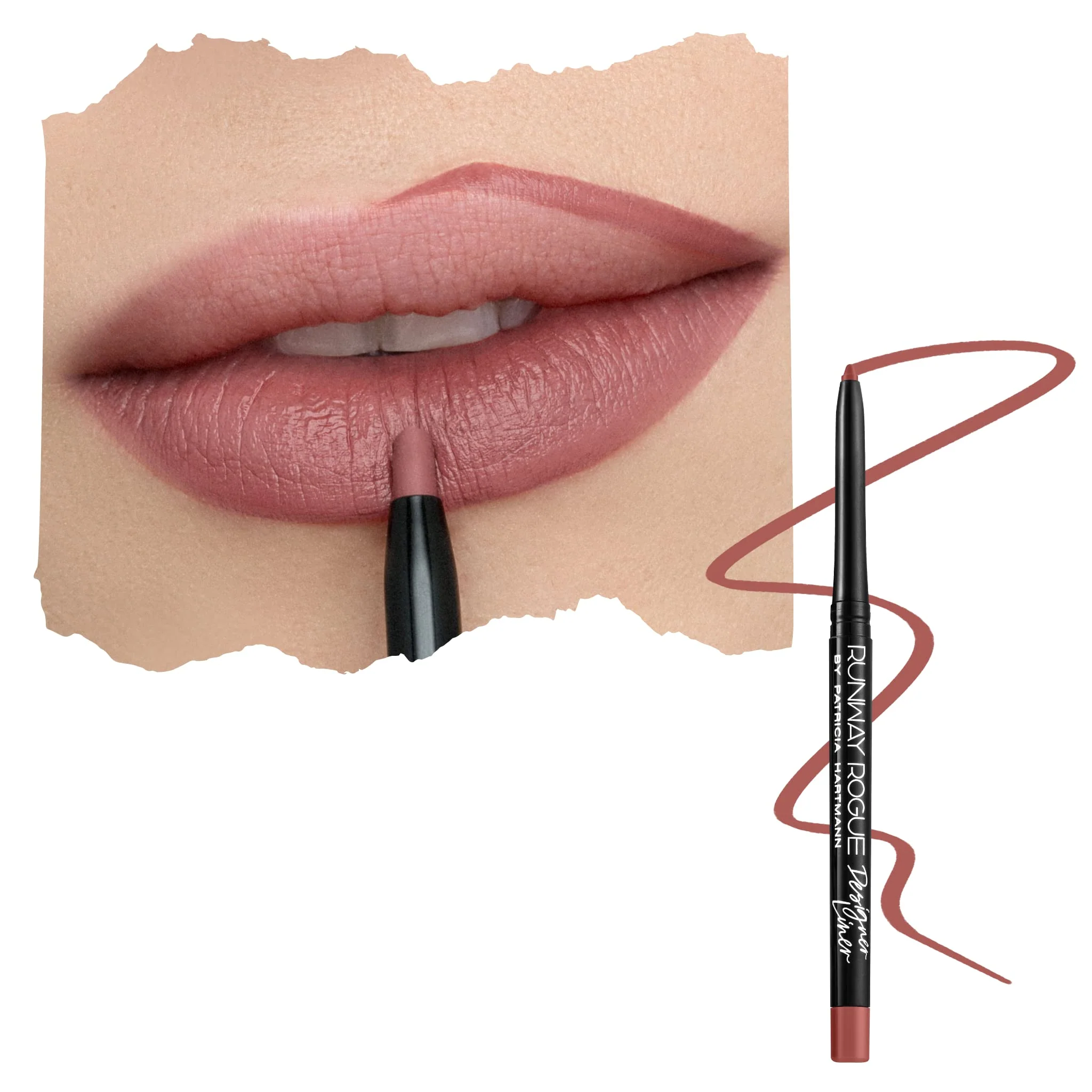 Specialty Runway Rogue Designer Liner Lip Pencil Matte Medium Dusty-Rose Lip Liner Pencil and Lip Liner Sharpener Work It Babe High-End