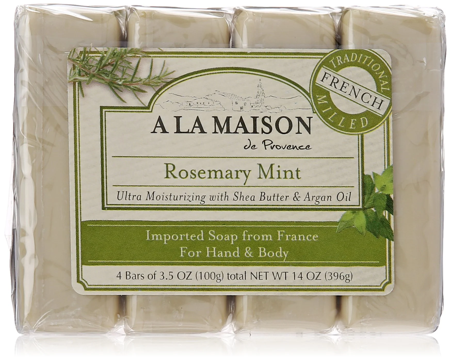 User-Friendly A LA MAISON Rosemary Mint Bar Soap - Triple French Milled Natural Moisturizing Hand Soap Bar 4 Bars of Soap 3.5 oz High-End