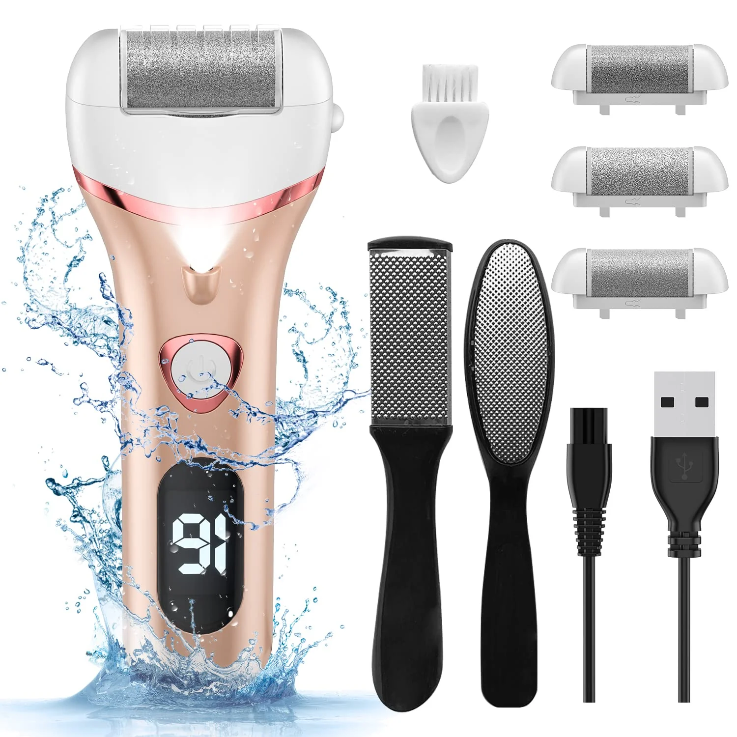 High-Quality Electric Foot Callus Remover Rechargeable Portable Electronic Foot File Pedicure Kits Waterproof Foot Scrubber File Professional Pedicure Tools Quality