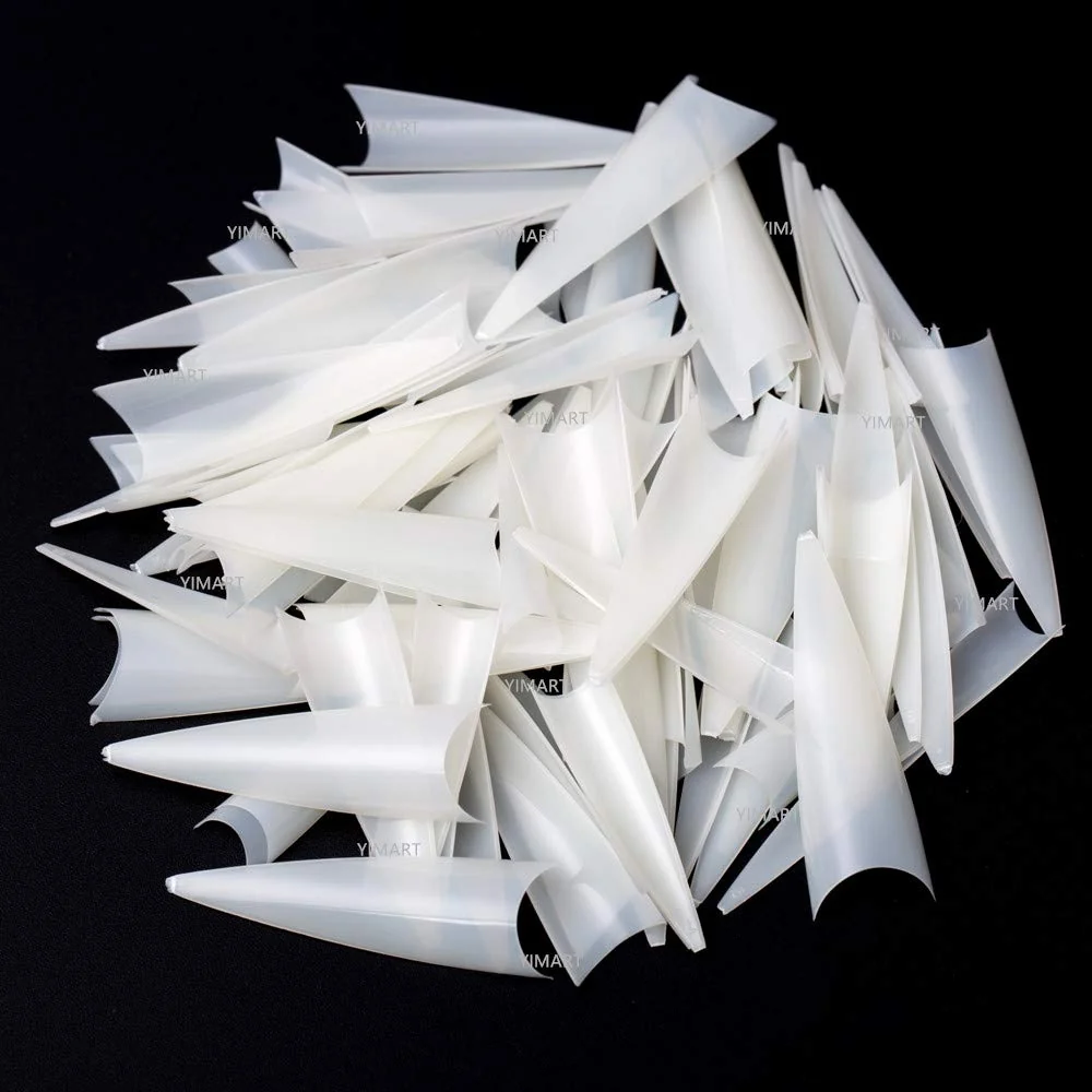Casual YIMART 600pcs Acrylic Medium Long Stiletto Nail Tips Easy Coffin Nails Sharp False Nail Art Tips For Nails Salon Skin color Fast