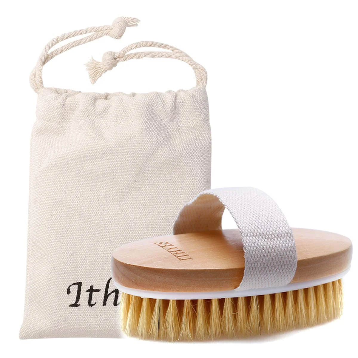 Green Ithyes Dry Brushing Body Brush Exfoliating Brush Natural Bristle Bath Brush for Remove Dead Skin Toxins Cellulite Treatment Improves Lymphatic Functional