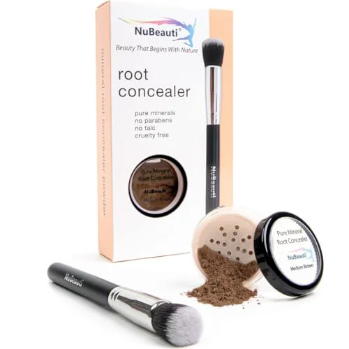 Detailed NuBeauti Hair Root Touch Up Powder - Medium Brown - 11 True-to-Nature Root Concealer Shades - Long-lasting Fragrance Paraben Talc Clean