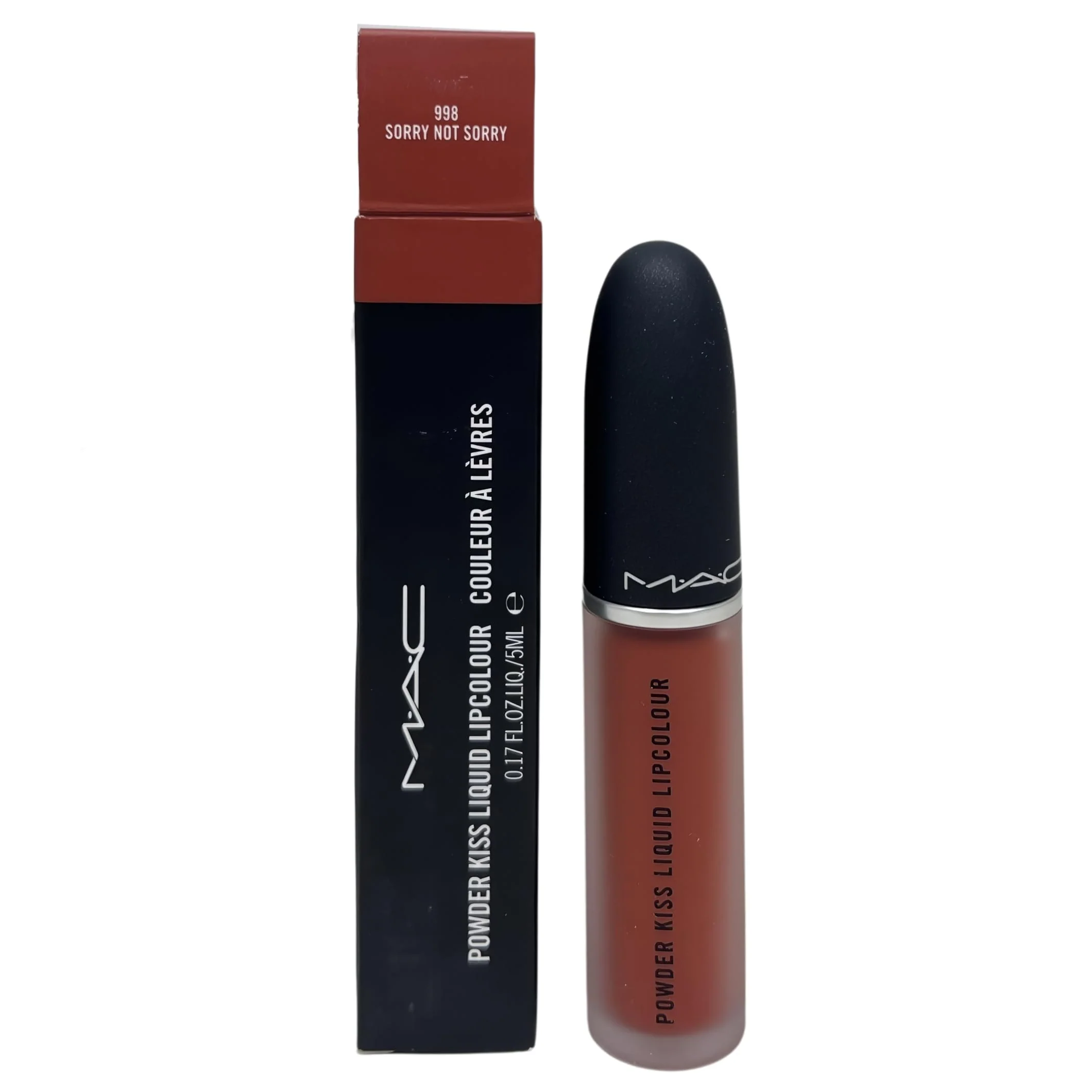 World-Class M·A·C Cosmetics Powder Kiss Liquid Lipcolour - 998 Sorry Not Sorry 0.17 fl oz 5 mL Recyclable