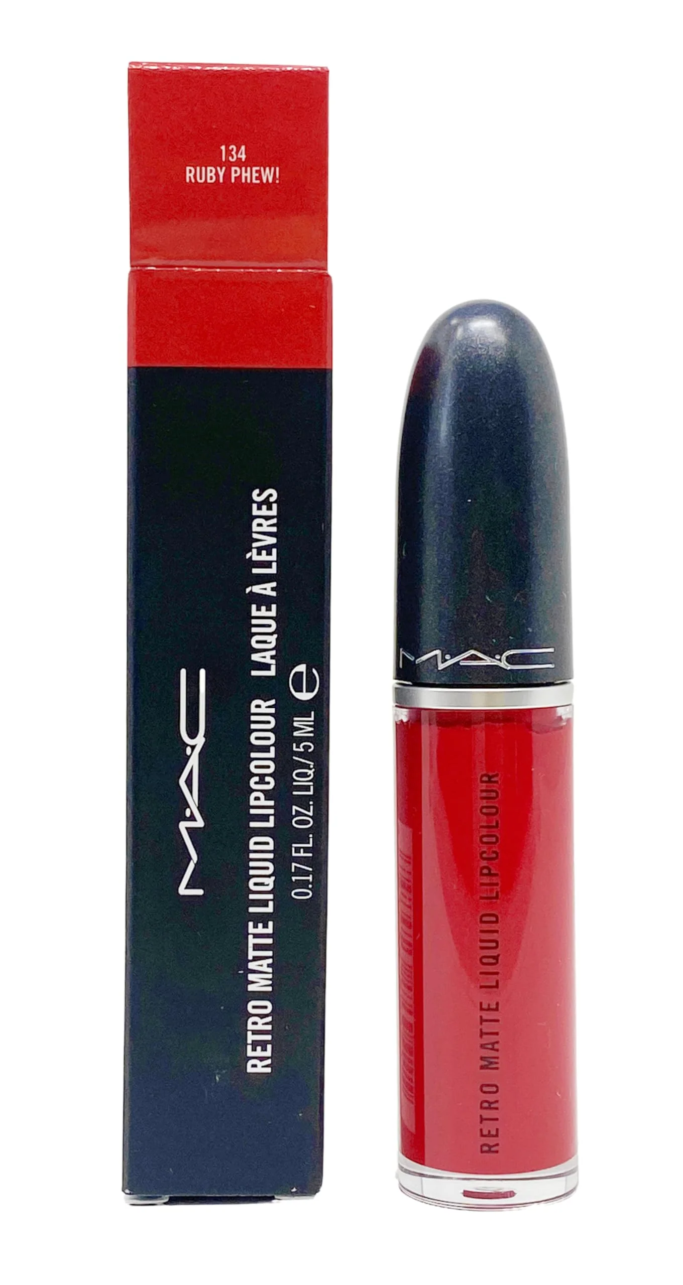 Effective MAC Retro Matte Liquid Lipcolour - 134 Ruby Phew Vivid blue-red .17 Fl Oz 5mL Durable