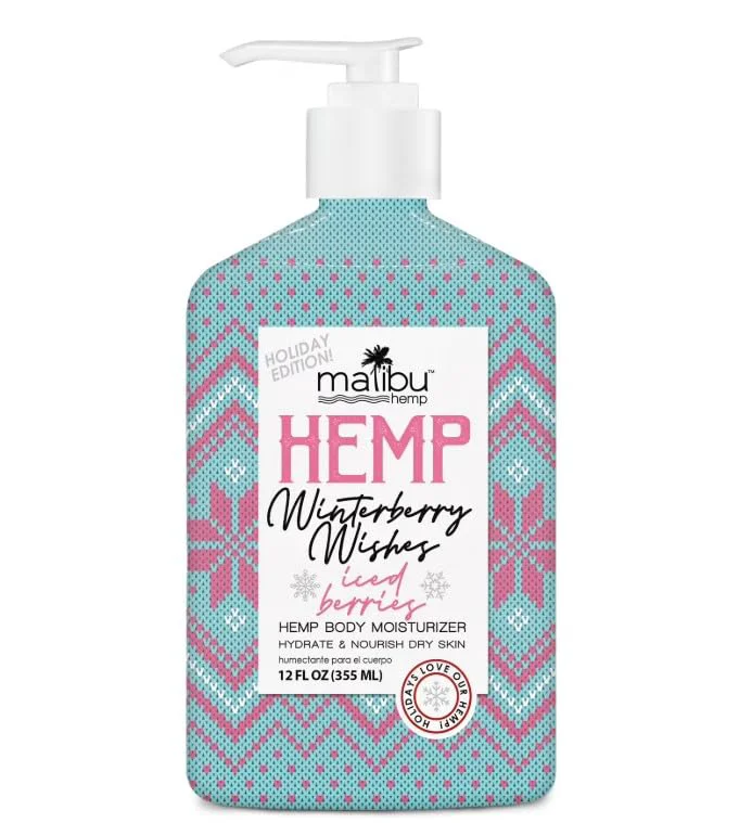 Contemporary Malibu Hemp Holiday Edition Winterberry Dreams Body Moisturizer 12 Fl Oz Paraben- Lotion with Hemp Seed Oil for Dry Skin Cooling and Nourishing Optimized