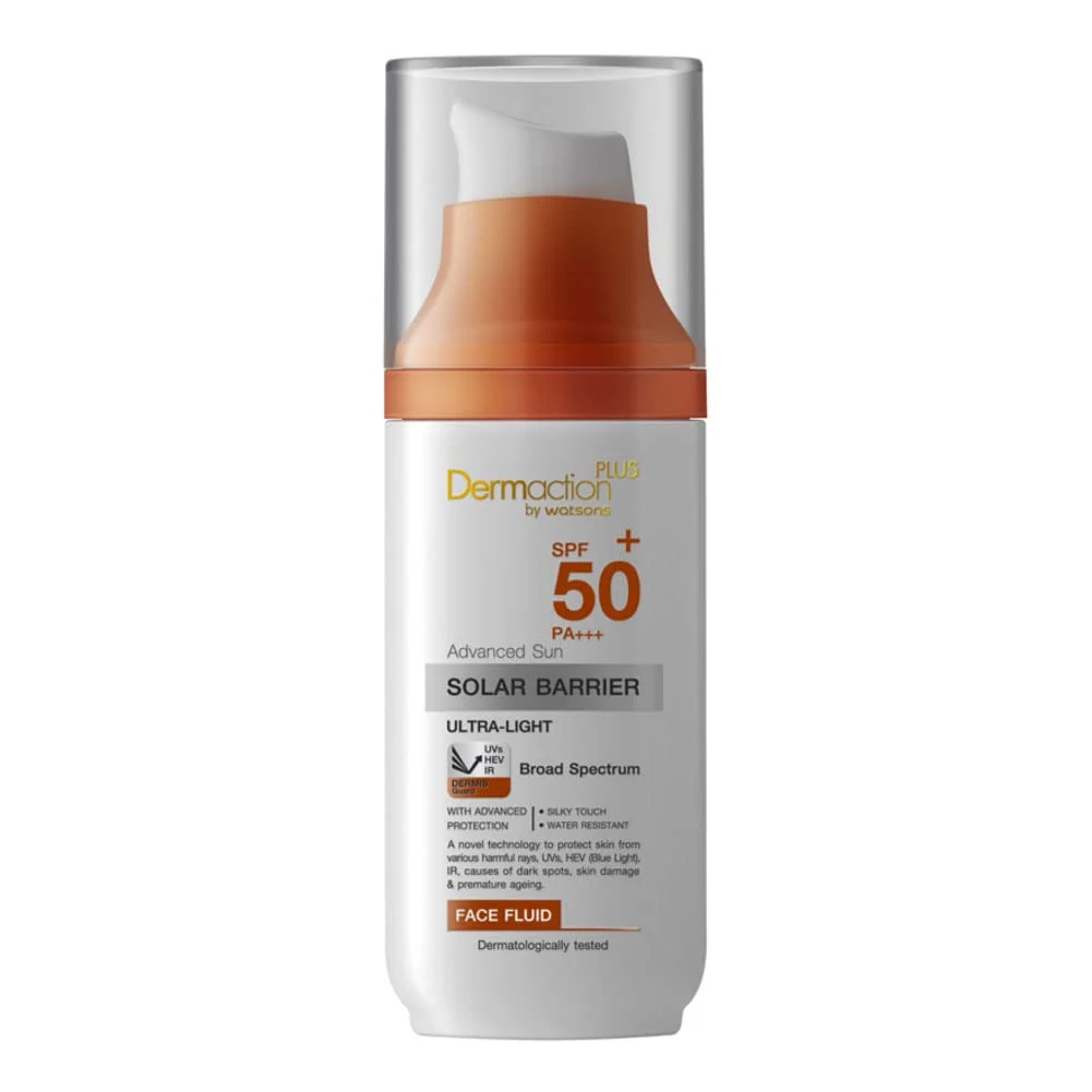 Certified Dermaction Plus Advanced Sun Solar Barrier Ultra-Light Face Fluid SPF50 Lightweight