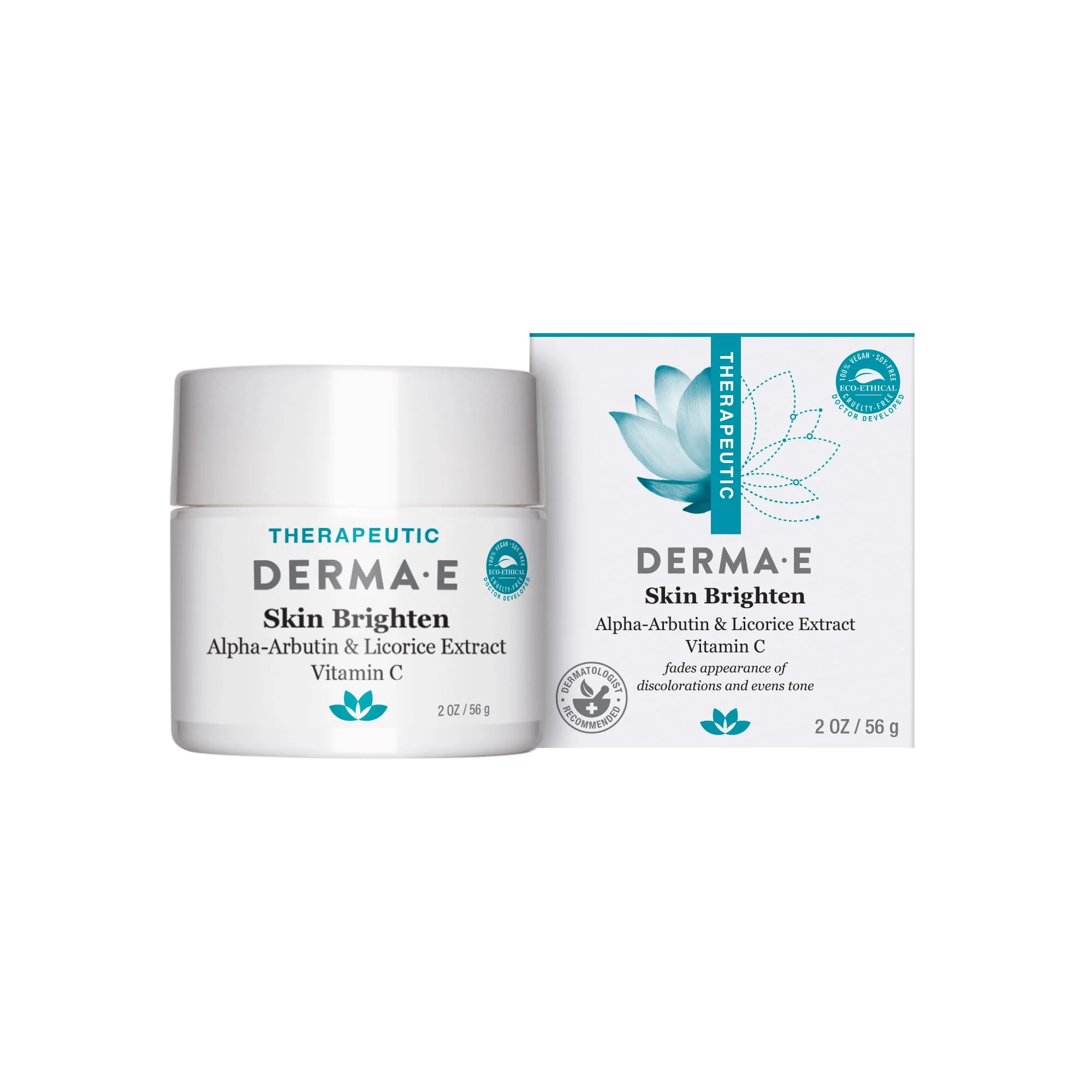 Authentic Derma E Skin Brightening Cream - Lightening Cream for Dark Spots - Natural Face and Body Brightener for Age Spots Hyperpigmentation and Uneven Skin Long-Lasting
