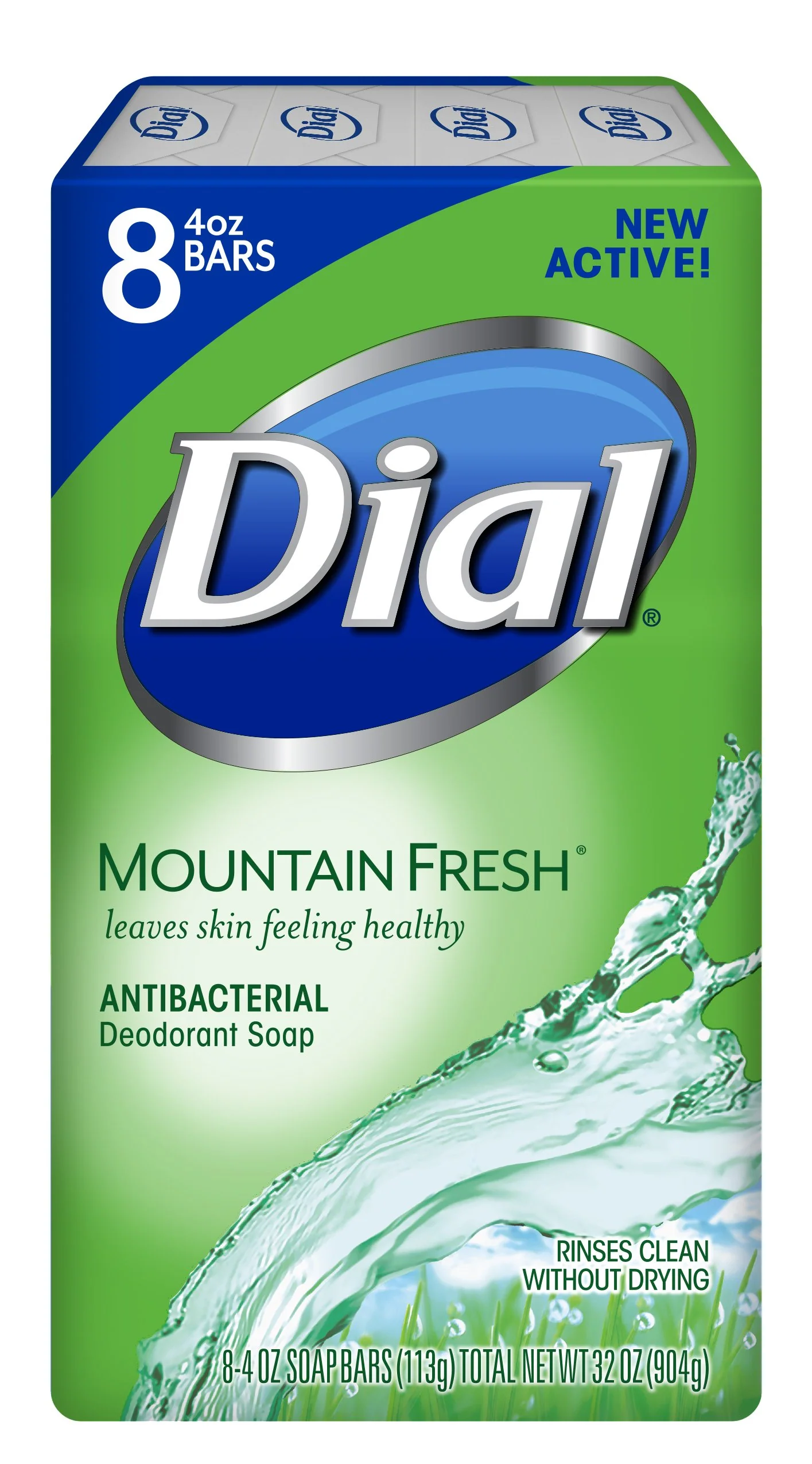 Clean Dial Antibacterial Bar Soap Refresh Renew Mountain Fresh 4 oz 8 Bars Top-Quality
