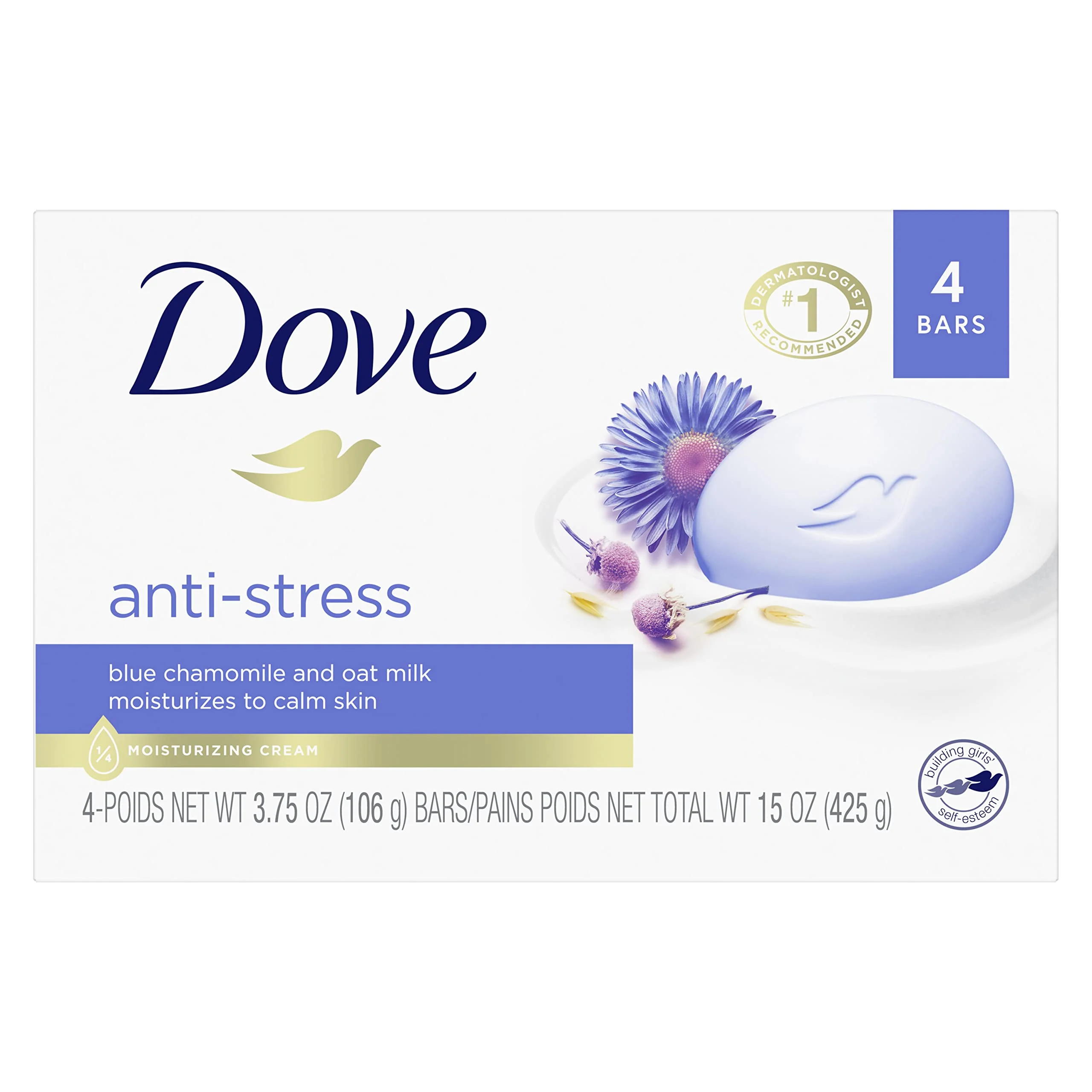 Traditional Dove Beauty Bar Gentle Cleanser Moisturizes To Calm Skin Anti-Stress Cream Bar Gentle Bar Soap Cleanser Made With 1 4 Moisturizing Cream 3.75 oz 4 Efficient