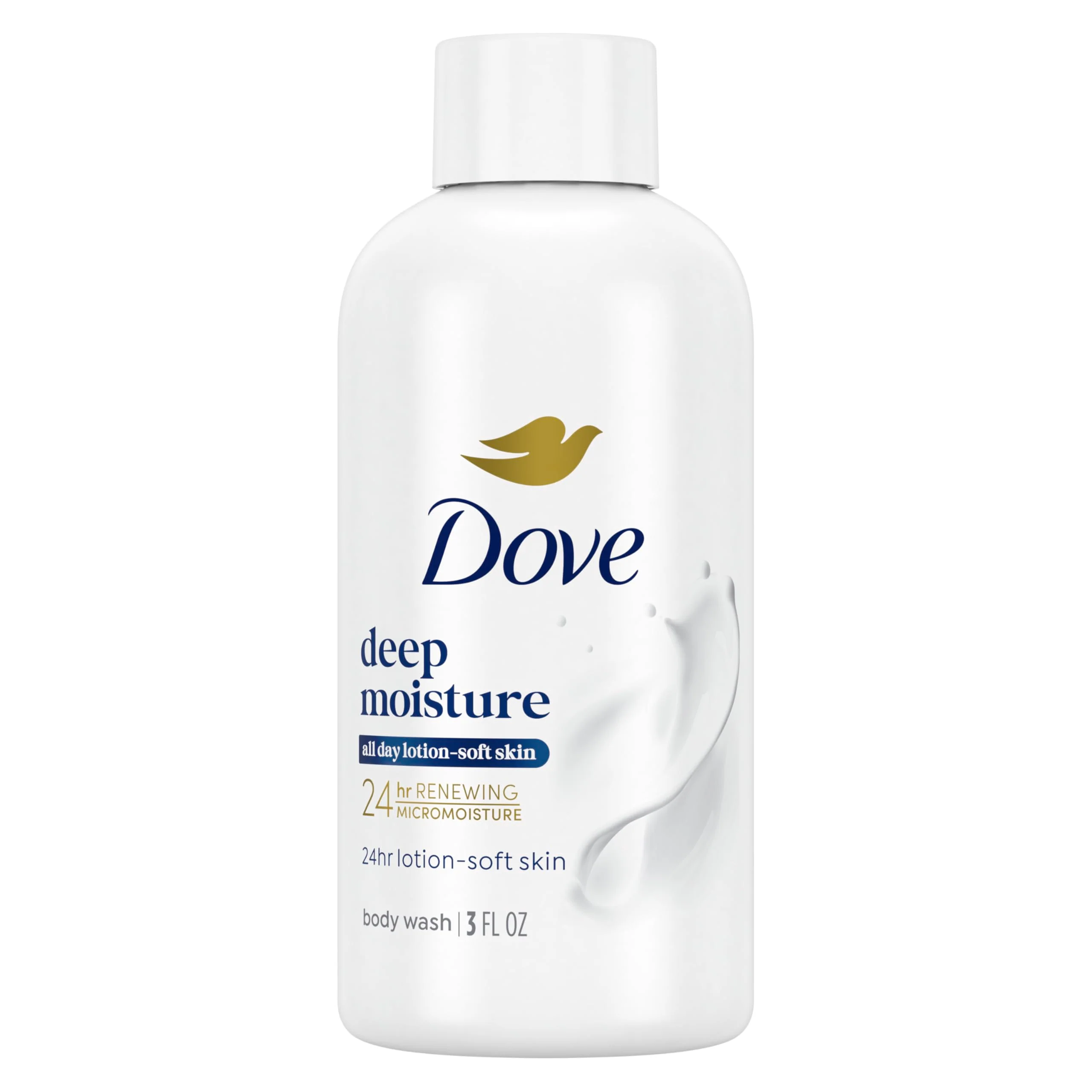 Verified Dove Body Wash Deep Moisture for 24hr Lotion-Soft Skin Moisturizing Skin Cleanser with No Sulfates No Parabens 3 oz Easy-to-Use
