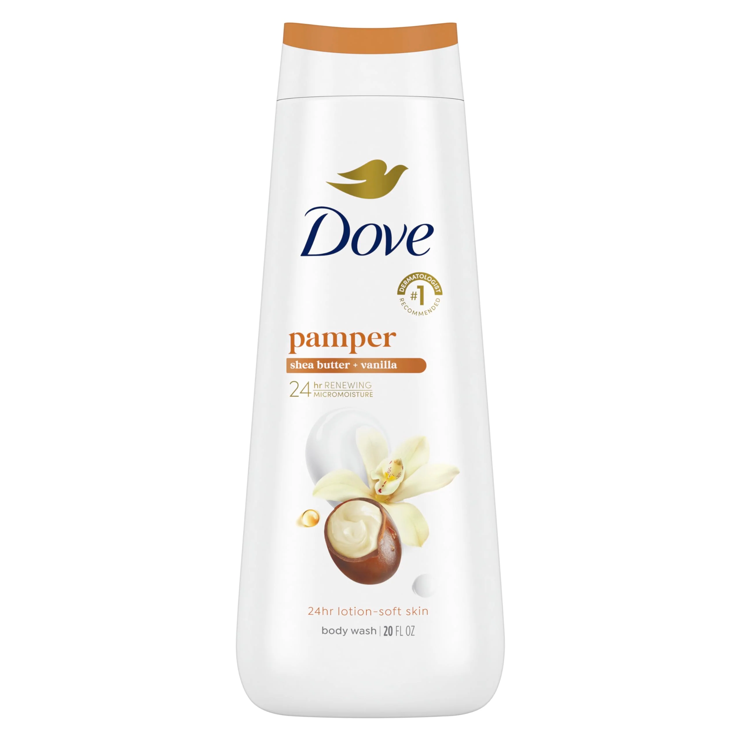 Effective Dove Body Wash Pamper Shea Butter Vanilla for 24hr Lotion-Soft Skin Moisturizing Skin Cleanser with No Sulfates No Parabens 20 oz Flexible