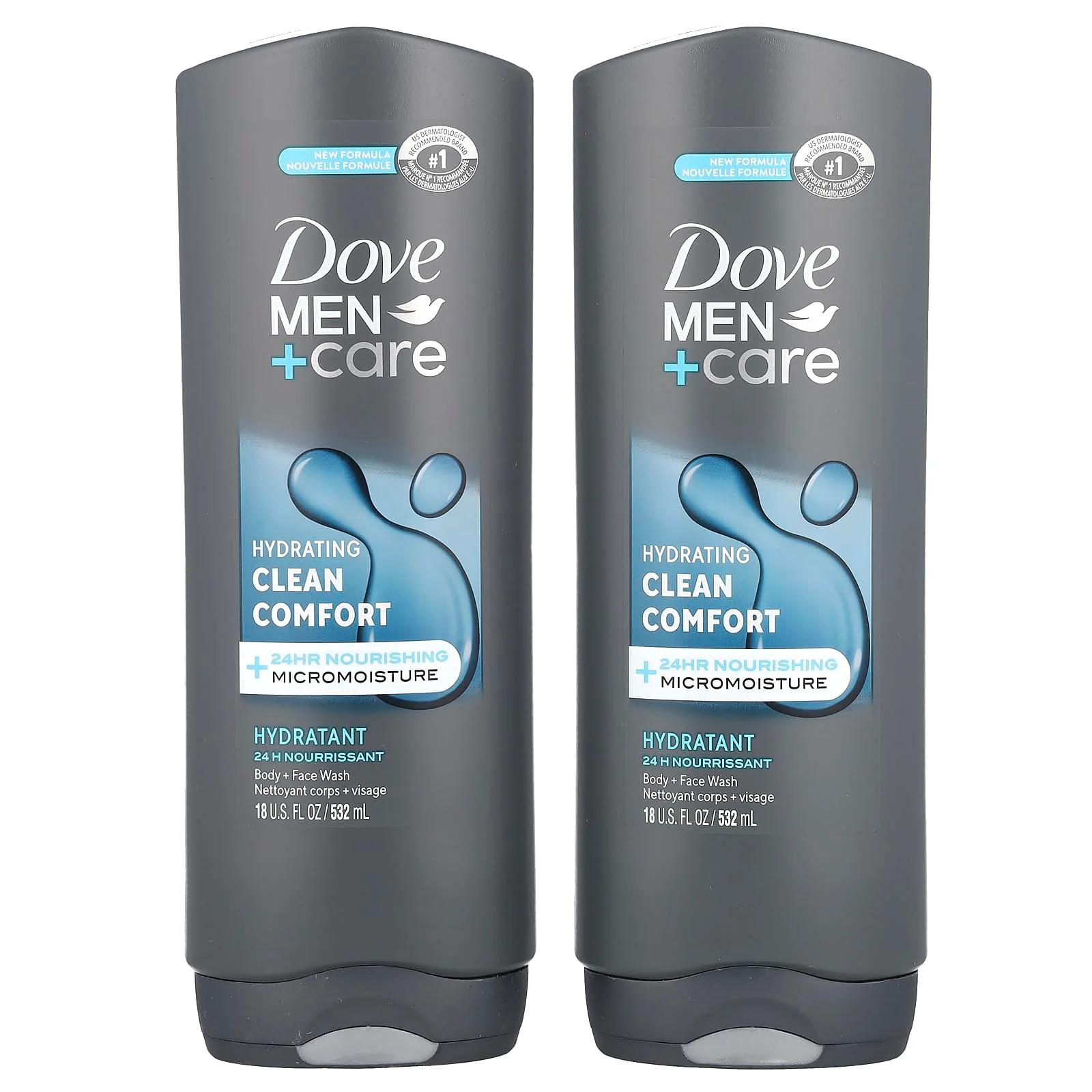 Superior Dove Men Care Body and Face Wash for healthier stronger skin Clean Comfort fights dry skin 18 Fl Oz Pack of 2 Practical