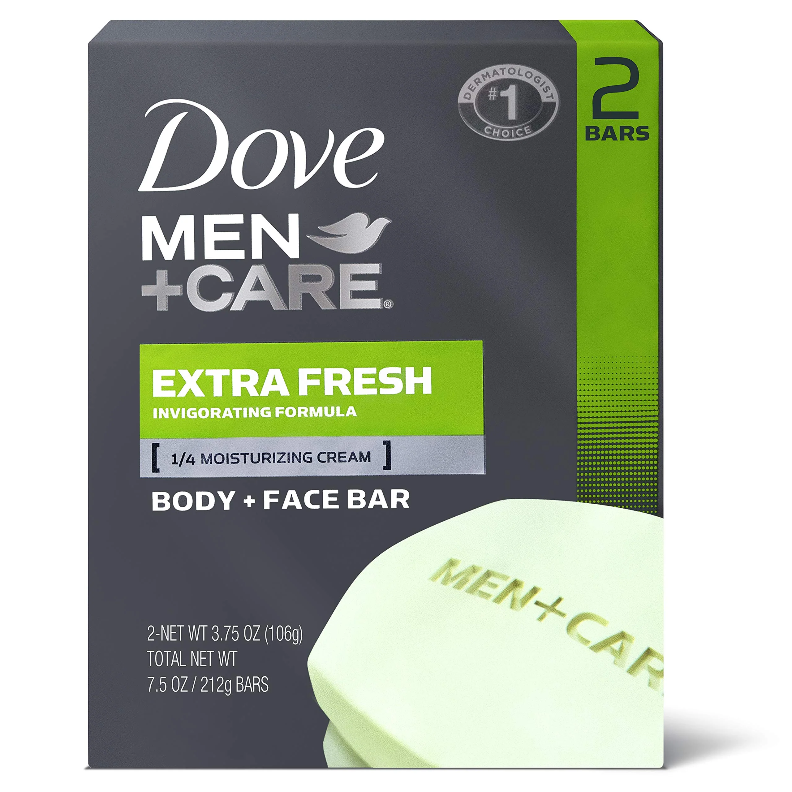 Exclusive Dove Men Care Body Soap and Face Bar More Moisturizing Than Bar Soap Extra Fresh Effectively Washes Away Bacteria Nourishes Your Skin 3.75 oz 2 Bar Trendy