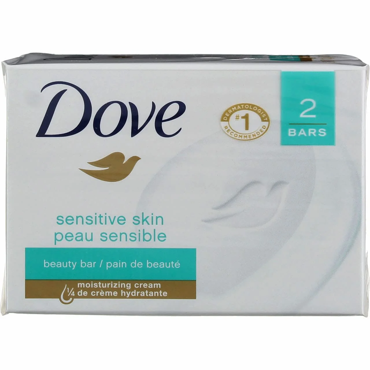 Genuine Dove Sensitive Skin Unscented Hypo-Allergenic Beauty Bar 4 oz 2 ea Pack of 8 Efficient