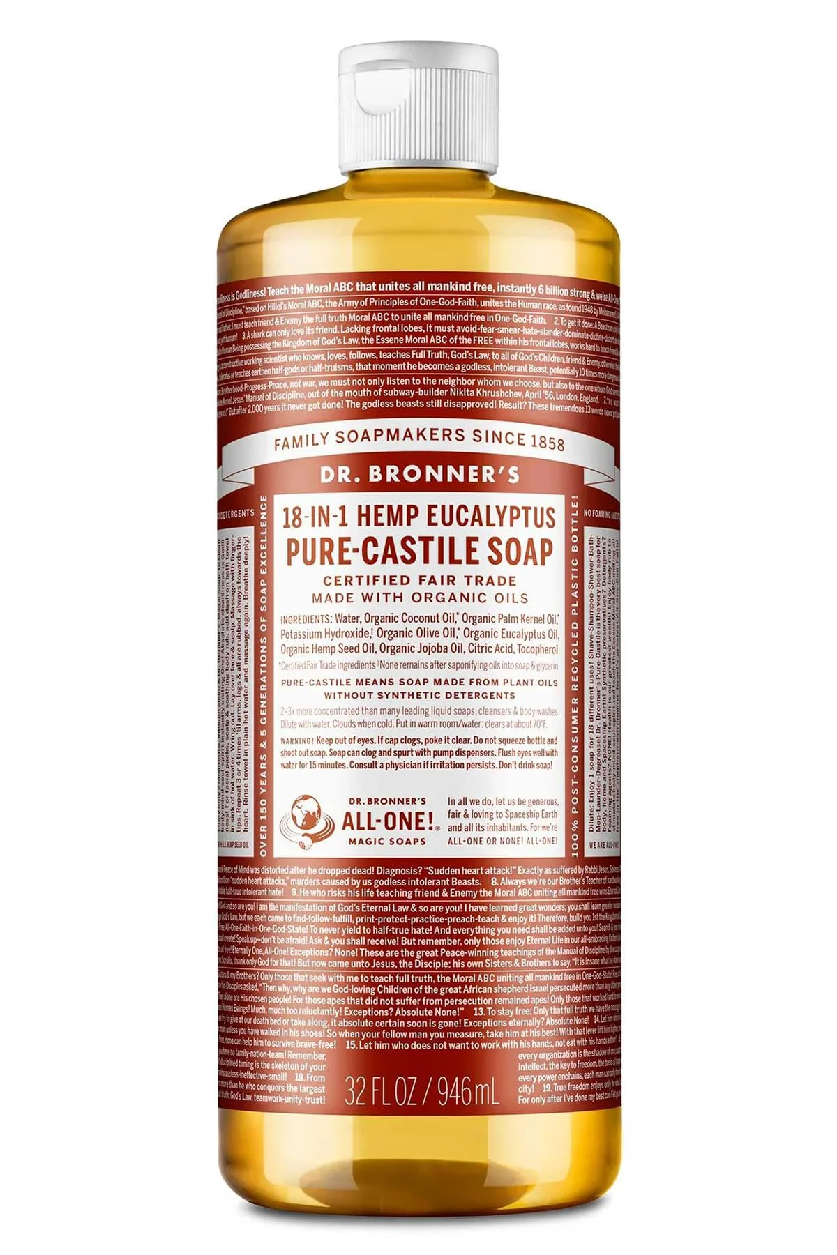 Prestigious Dr Bronner Soap Liq Eucalypts 32 Ounces 6 pack World-Class