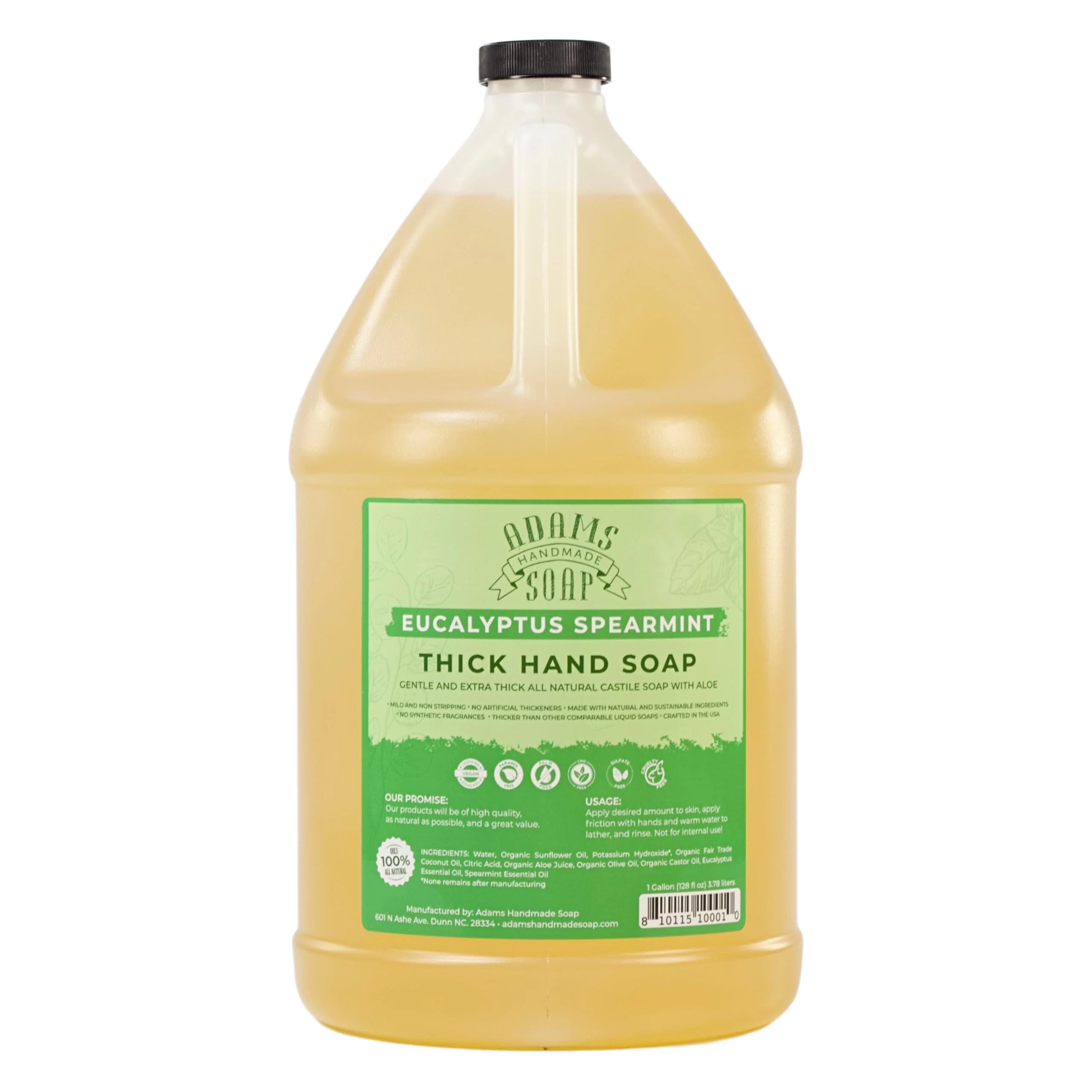 Proven Adams Handmade Soap Liquid Organic Castile Thick Hand Soap 1 Gallon - Eucalyptus Spearmint High-Performance
